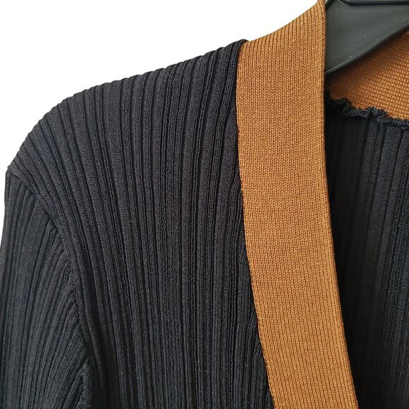Wales Bonner Striped Ribbed Knit Black Multi V Neck Cardigan Preppy Quiet Luxury - Picture 7 of 14